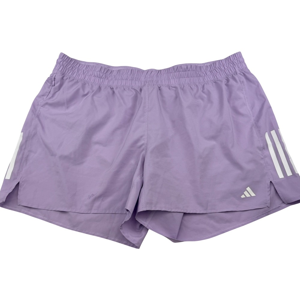 Adidas AeroReady Running Shorts Women 2X Purple Athletic 3-Stripe Mesh Liner Gym